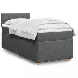 VidaXL Pat box spring cu saltea, gri &icirc;nchis, 100x200 cm, textil 3288892