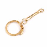 Cumpara ieftin Breloc auriu cu carabina laterala si lant metalic pentru chei, genti, fermoare si accesorii handmade, 6 cm