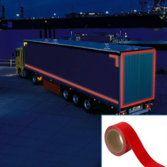 Banda reflectorizanta autoadeziva, pentru suprafete flexibile, lungime 1 m, culoare rosie