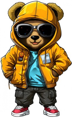 Sticker decorativ, Teddy Hip Hop, Galben, 90 cm, 1332STK foto