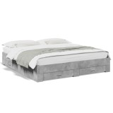 Cumpara ieftin Cadru de pat cu sertare, gri beton, 180x200 cm, lemn prelucrat