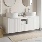 Cumpara ieftin Set dulap de baie suspendat 3 buc. Alb 129 x 44,5 x 82 cm