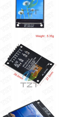 ecran lcd tft 1.3 inch IPS 7P HD 65K Color SPI ST7735 240*240 arduino stm pic foto