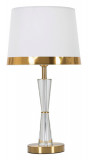 Lampa de masa Cristal, Mauro Ferretti, &Oslash;30 x 56 cm, 1 x E27, 40W, fier/sticla/textil, auriu/alb