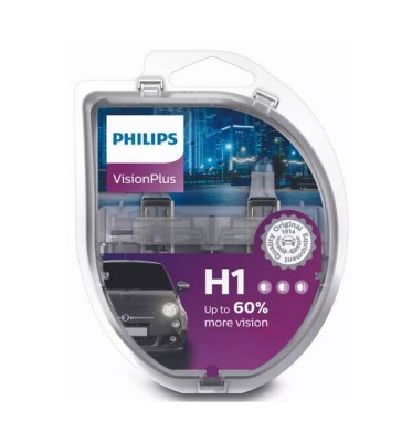 Bec H1 PHILIPS 99ZB201P, 12V; 55W; VisionPlus; 60% mai usor; P14.5s; ECE, 2 buc. foto