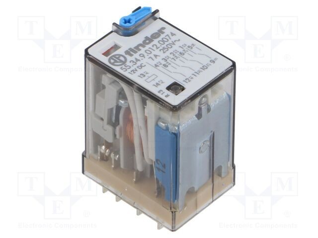Releu electromagnetic FINDER 4PDT 12V DC 7A plug-in