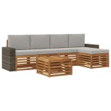 vidaXL Set de canapele de exterior 6 pcs Natural și gri deschis 3384277