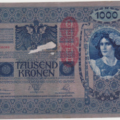 AUSTRIA UNGARIA 1000 COROANE KRONEN 1902 SUPRATIPAR DEUTSCHEOSTEREICH UZATA