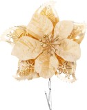 Floare decorativa poinsettia aurie MagicHome pentru Craciun, 21 cm