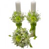 Set pentru nunta cu buchet si lumanari din parafina , cu plante naturale uscate - alb-verde, Eventissimi&reg;