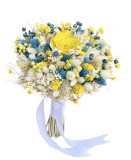Buchet mediu personalizabil cu trandafir criogenat si flori uscate (Alb, Galben), Eventissimi&reg;