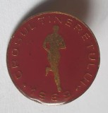 Crosul tineretului, insigna veche din anul 1969, sport, competitii sportive, elevi, scolari