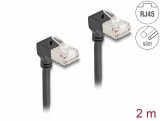 Cablu de retea RJ45 Cat.6A S/FTP Slim unghi 90 grade jos/jos 2m Negru, Delock 80300