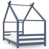 Cumpara ieftin Cadru de pat pentru copii, gri, 90 x 200 cm, lemn masiv de pin