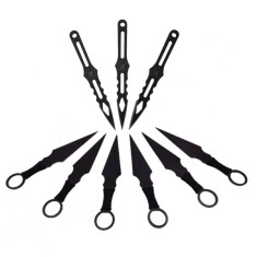 Set 9 cutite de aruncat , IdeallStore&reg; , otel inoxidabil , negru