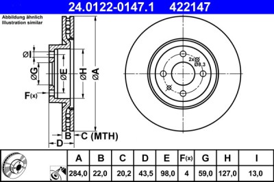 ATE 24.0122-0147.1 Disc frana foto