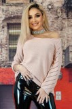 F682-5 Pulover cu decolteu in V si maneci lungi, XL
