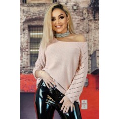 F682-5 Pulover cu decolteu in V si maneci lungi