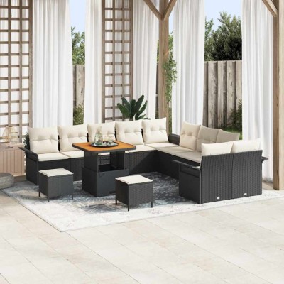 vidaXL Set de canapele pentru grădină 13 pcs Negru poliratan foto