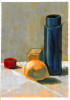 E120. Tablou original, Natura statica cu lamaie, hartie, neinramat, 21x29 cm, Tempera, Realism