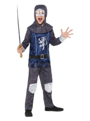 Costum carnaval copii print cavaler medieval albastru 7-9 ani foto