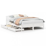 Cumpara ieftin Cadru de pat fara saltea, alb, 120x200 cm, lemn masiv pin