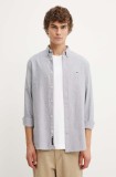Tommy Jeans camasa din bumbac barbati, culoarea albastru marin, cu guler button-down, regular