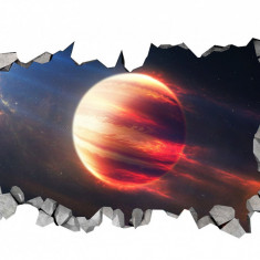 Sticker decorativ, gaura in perete 3D, Planeta, 85 cm, 1041STK-2