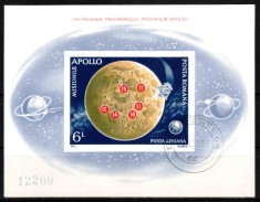 Romania 1972, LP 816, Incheierea progr. Apollo, colita stampilata, cu guma CTO!
