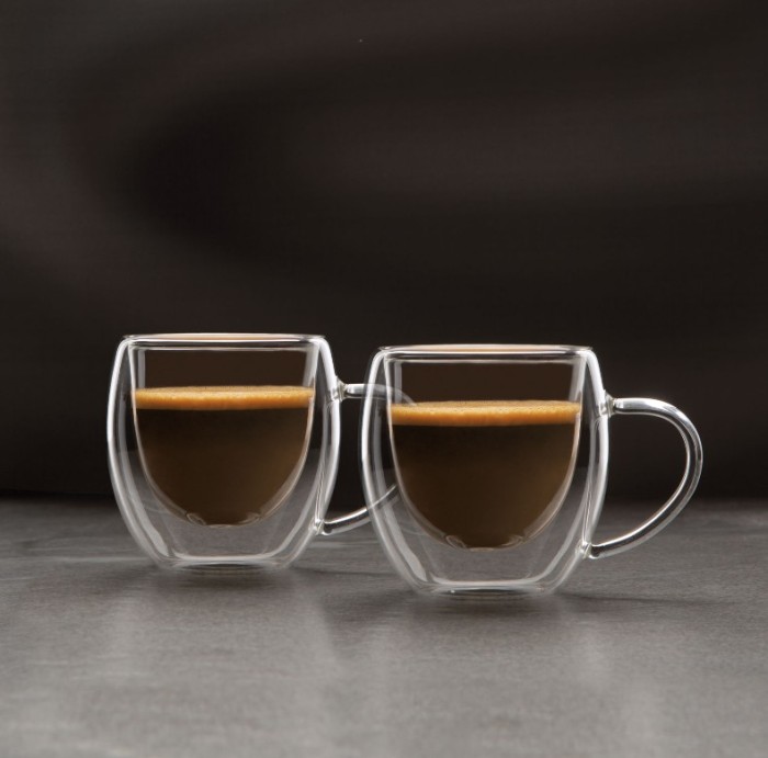 Ceasca din sticla transparenta - 80 ml, 2 buc. / pachet