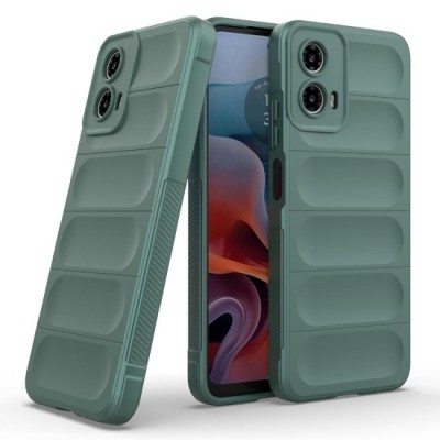 Husa wave, compatibila cu Motorola Moto G84, Grip Anti-Soc, Tpu, Deep Green foto