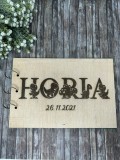 Guestbook personalizat,pentru botez,din lemn,gravat la laser