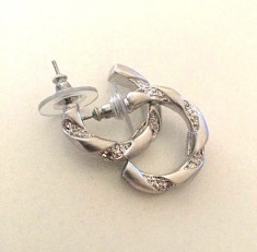 OFERTA-Cercei ROTUNZI dama-placati cu Aur 18k si zirconia-GRAVAT/STANTAT foto