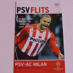 Program meci PSV EINDHOVEN -AC MILAN (Champions League 01.11.2005)