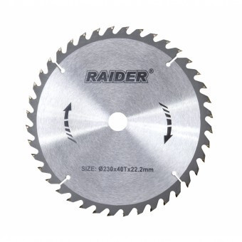 Disc fierastrau circular Raider RD-SB02, pentru lemn, 40 dinti, 230 mm foto