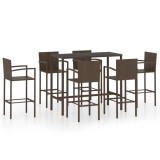 vidaXL Set mobilier bar de grădină, 7 piese, maro, poliratan