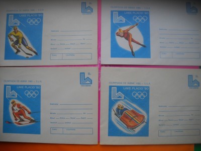 HOPCT PLIC LOT NR 38 - 5 PLICURI OLIMPIADA DE IARNA LAKE PLACED 1980 SUA- SPORT --ROMANIA foto