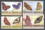 Union Island 1985 Butterflies, 4 pairs, imperf., MNH S.536