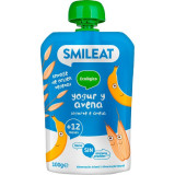 Piure din banane &amp; iaurt si ovaz +12 luni Bio, 100g, Smileat