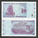 ZIMBABWE 20 DOLARI DOLLARS 2009 UNC [1] P- 95 , necirculata