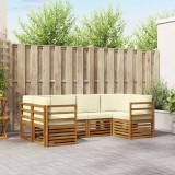 Cumpara ieftin Set de canapele de exterior 6 buc. 6-Locuri Natural si Crem