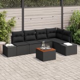 vidaXL Set de sofa de grădină 6 pcs Negru Rattan poli