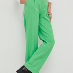 Samsoe Samsoe pantaloni femei, culoarea verde, lat, high waist