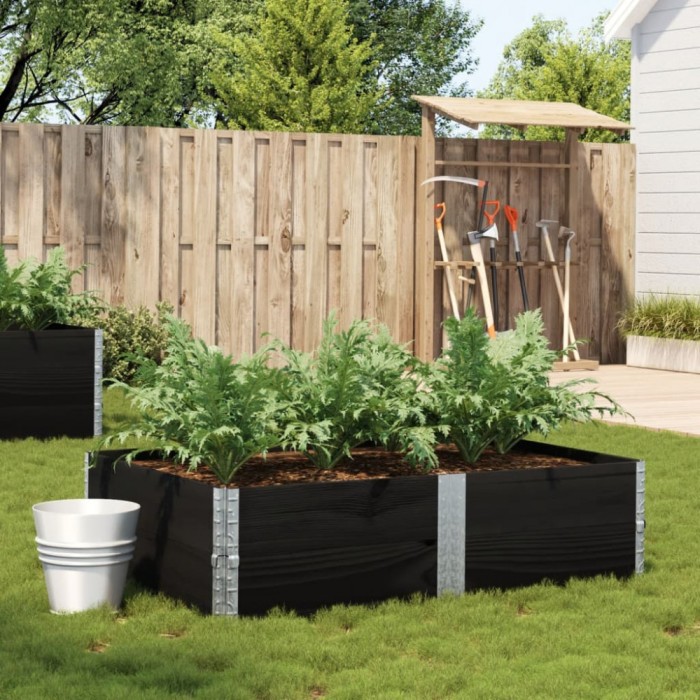 Gossi jardiniera de gradina, negru, 150x100 cm, lemn masiv pin