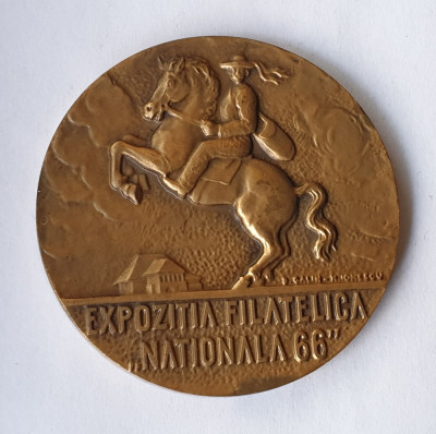 Expozitia filatelica Nationala 1966, semnata de gravor H. Ionescu - medalie rara foto