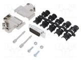 Conector D-Sub 15 PIN 45&deg; lipire pe cablu gold flash AMPHENOL