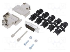 Conector D-Sub 15 PIN 45&deg; lipire pe cablu gold flash AMPHENOL