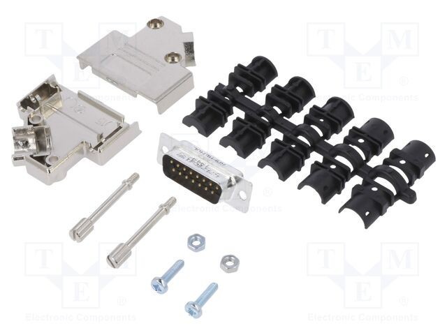 Conector D-Sub 15 PIN 45&deg; lipire pe cablu gold flash AMPHENOL