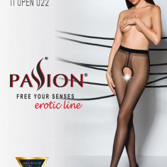 Erotic Line - Ciorapi sexy cu decupaj, negru/roșu, S/M