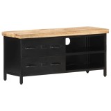 Cumpara ieftin Comoda TV, 90 x 30 x 41 cm, lemn de mango nefinisat